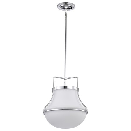Nuvo Valdora 1-Light Pendant 14 in. Polished Nickel White Opal Glass 60/7873
